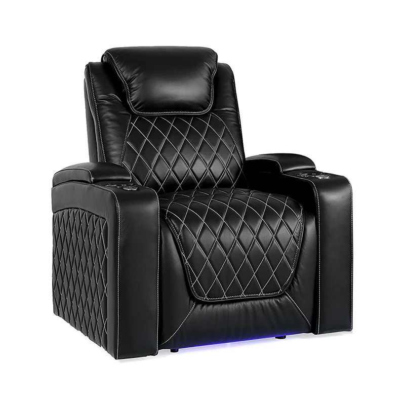 Sièges de cinéma maison, fauteuil inclinable électrique, éclairage à DEL (rangée de 2, noir)